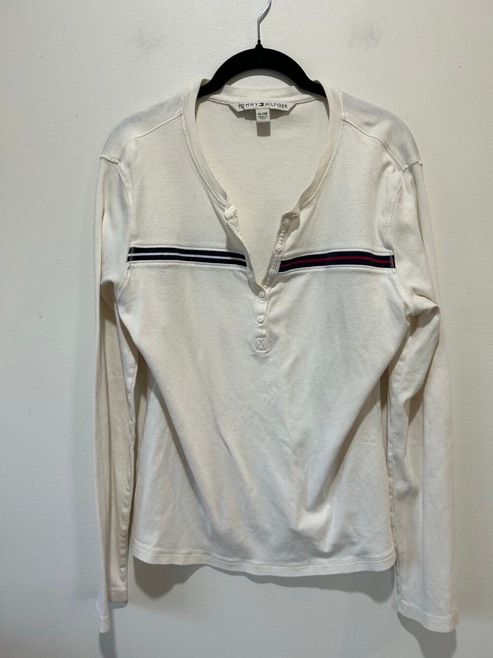 Tommy Hilfiger henley top womens XL white
